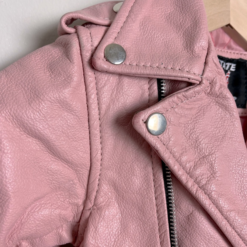 kids' allstate leather pink moto jacket size xs - Picture 8 of 12